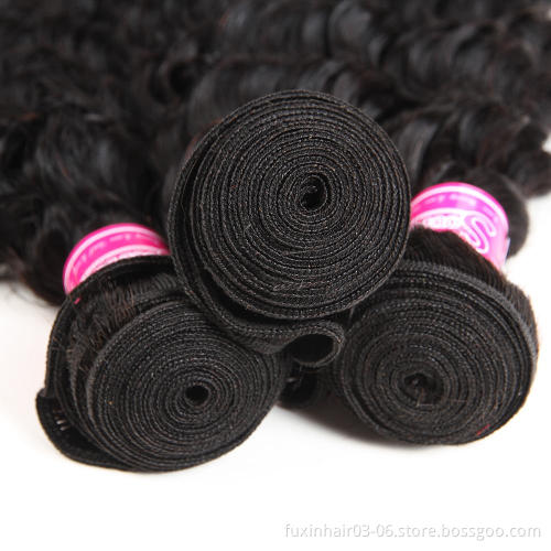 Wholesale Virgin Human Hair Deep Wave Bundles with Closure Unprocessed Remy Raw Brazilian 10A 100% Human Hair No Mix Queena Hair